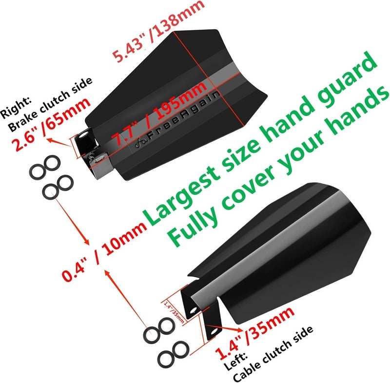 FreeAgain Oversized Coffin Cut Motorcycle Handguards | Extra-Large for Riders with Larger Hands | Compatible with Harley Davidson Touring, Sportster, Dyna Models | Durable Gloss Black Finish - Image 2